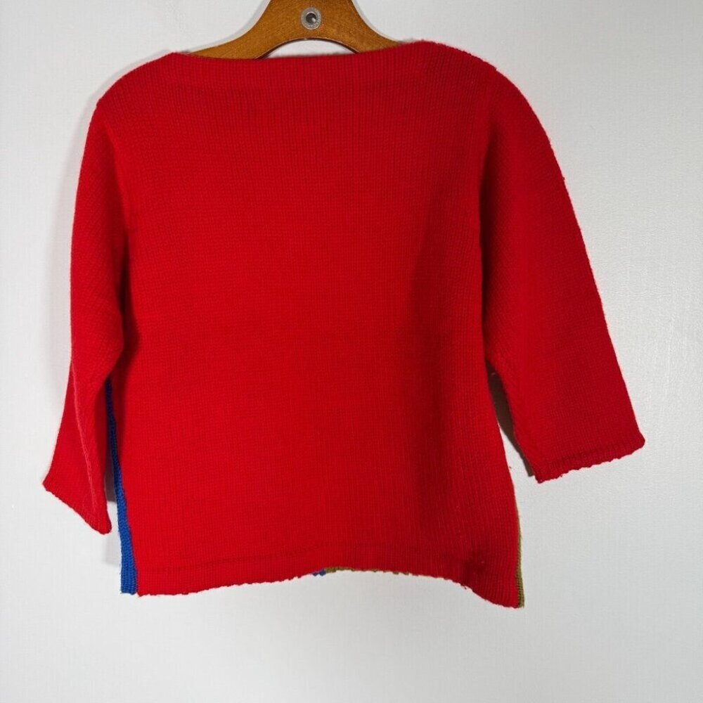 White Stag Jrs Women's Wool Sweater Vintage Colorblock Red Funky Half Sleeve S - Picture 2 of 9